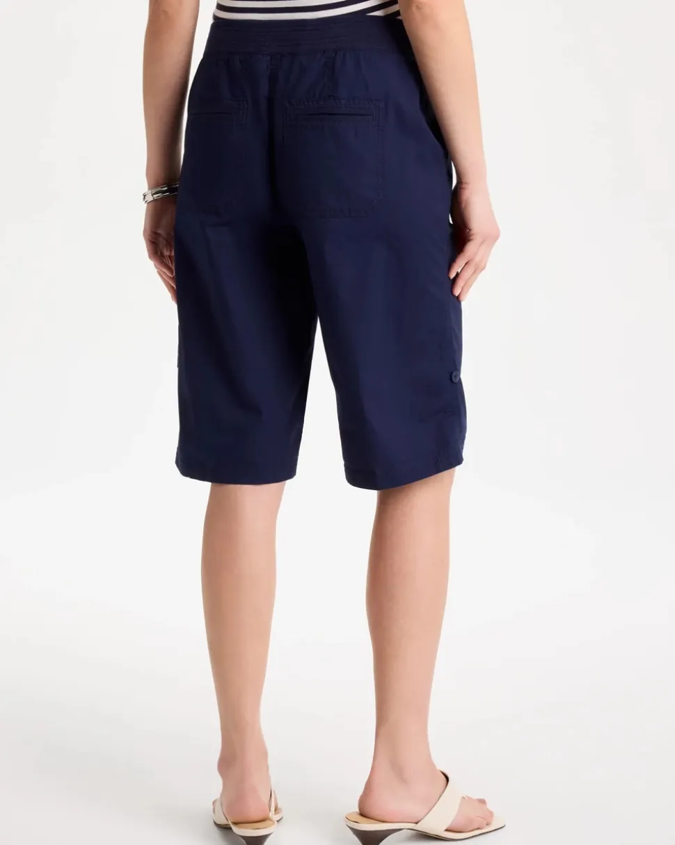 Poplin Cotton Roll-Tab Shorts