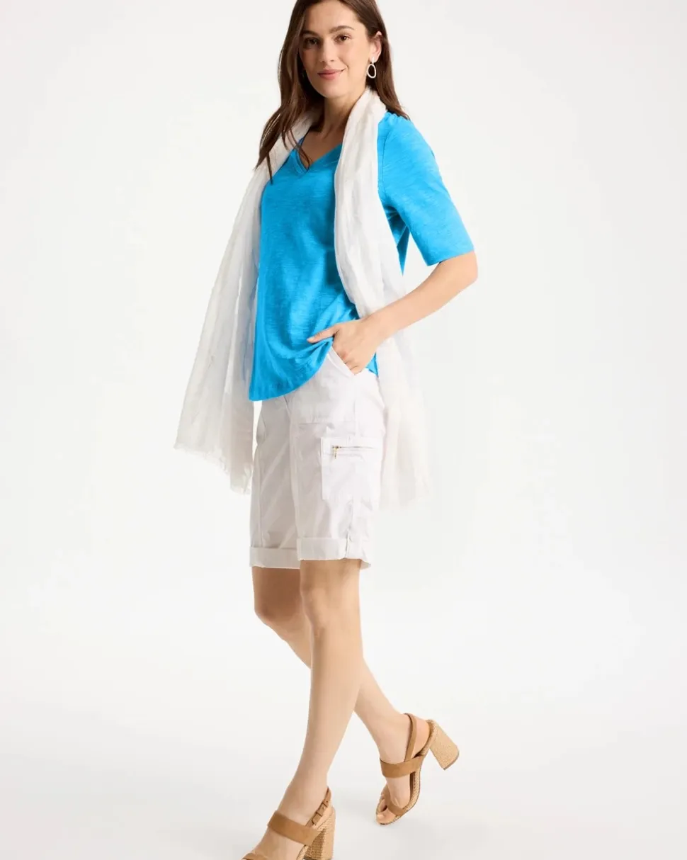 Poplin Cotton Roll-Tab Shorts