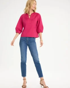 Poplin Cotton 3/4 Sleeve Popover