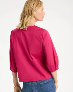 Poplin Cotton 3/4 Sleeve Popover
