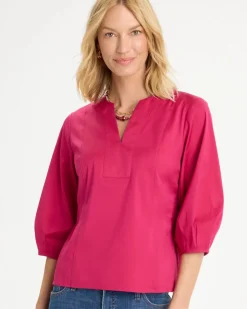 Poplin Cotton 3/4 Sleeve Popover