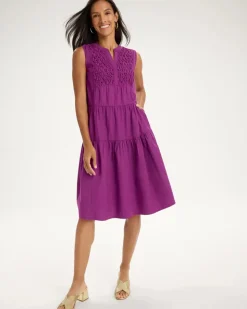Poplin Cotton Smocked Sleeveless Dress