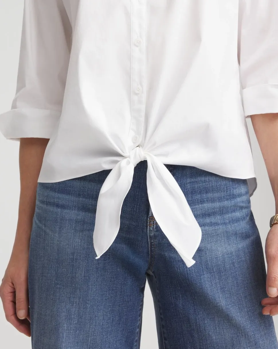 Poplin Cotton Tie-Front Top