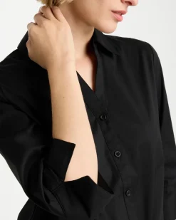Poplin Cotton Tie-Front Top