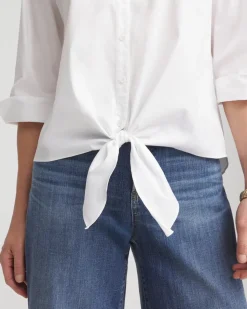 Poplin Cotton Tie-Front Top