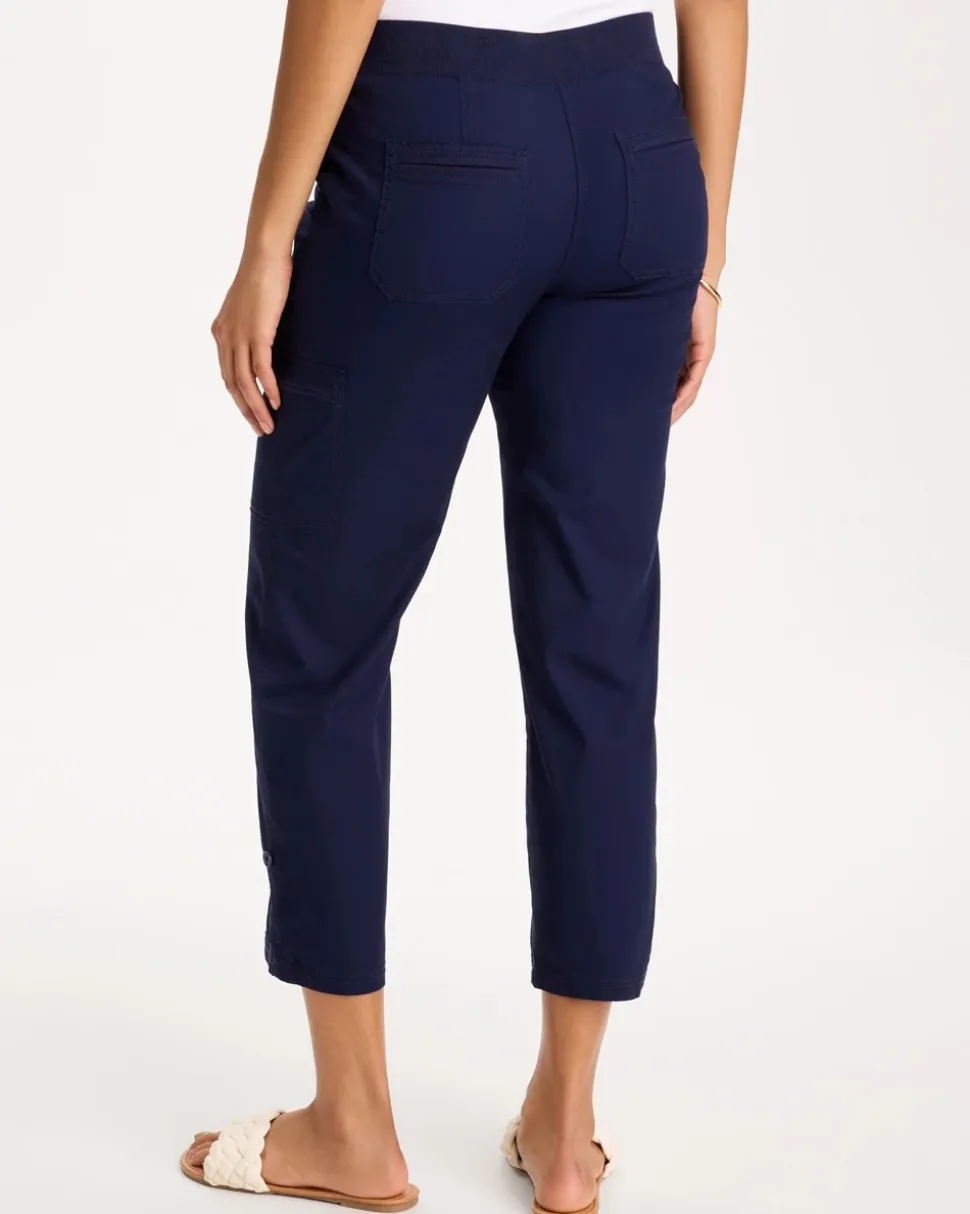 Poplin Cropped Roll Tab Pants