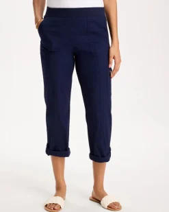 Poplin Cropped Roll Tab Pants