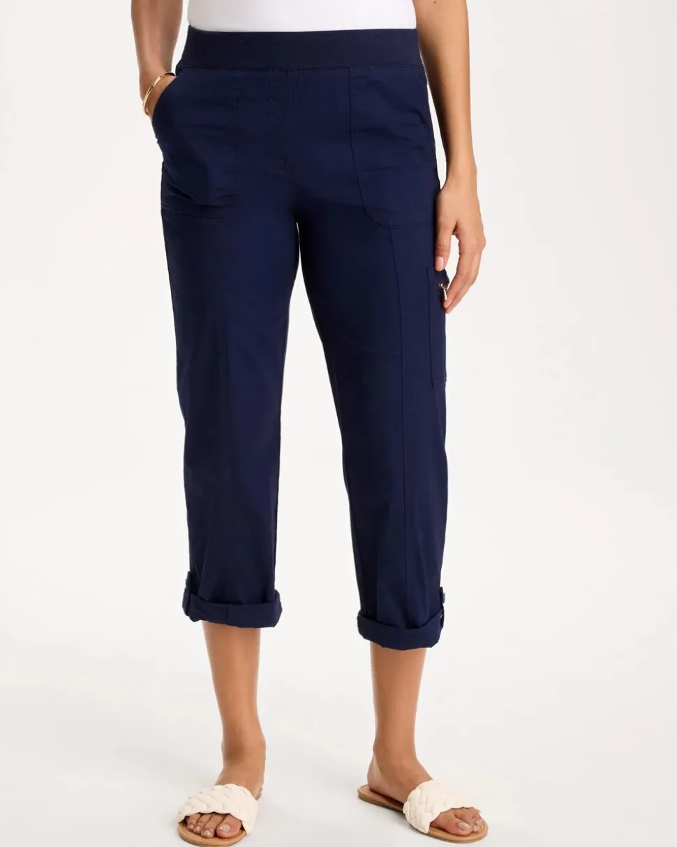 Poplin Cropped Roll Tab Pants