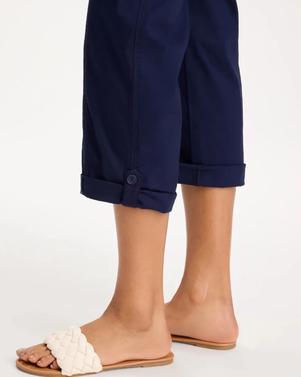 Poplin Cropped Roll Tab Pants