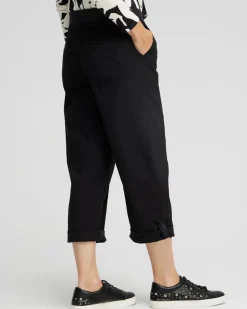 Poplin Cropped Roll Tab Pants