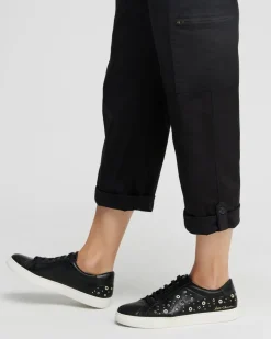 Poplin Cropped Roll Tab Pants