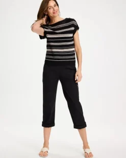 Poplin Cropped Roll Tab Pants