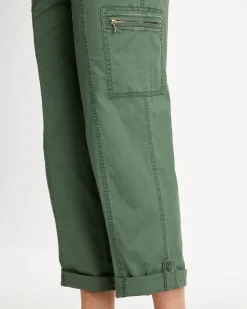 Poplin Cropped Roll Tab Pants