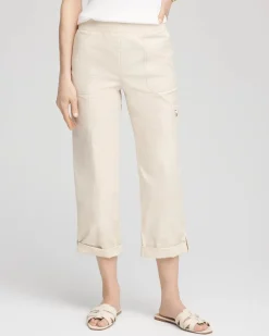 Poplin Cropped Roll Tab Pants