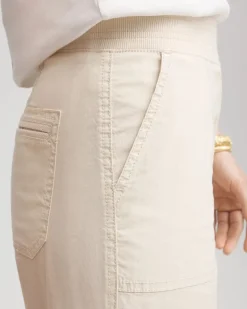Poplin Cropped Roll Tab Pants