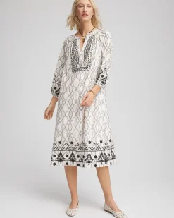 Poplin Embellished Midi Dress
