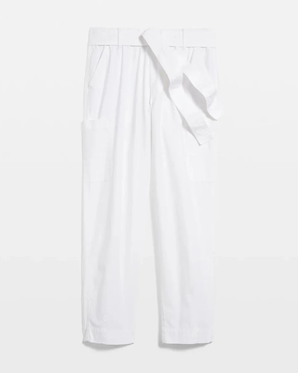 Poplin Pull-On Tapered-Leg Cropped Pants