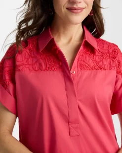 Popover Embroidered Poplin Dress