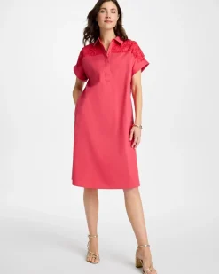 Popover Embroidered Poplin Dress