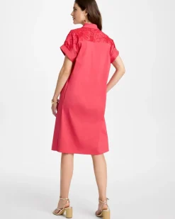 Popover Embroidered Poplin Dress
