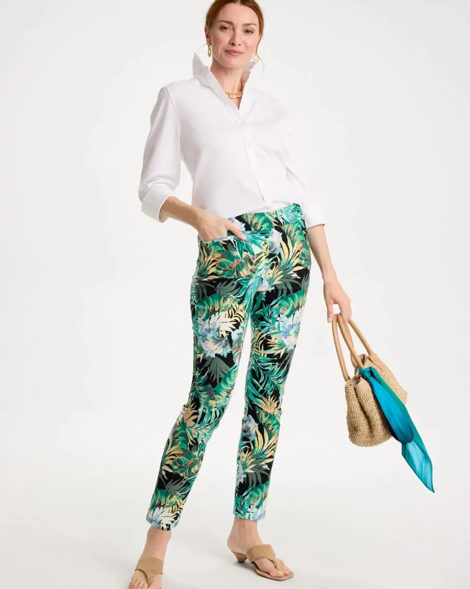 Printed Brigitte™ Slim Pull-On Ankle Pants
