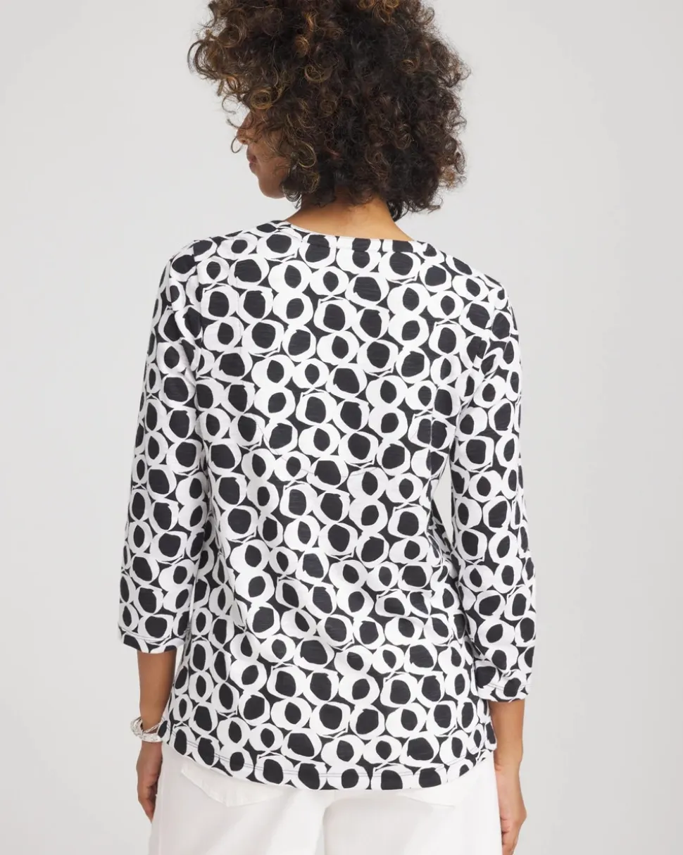 Printed Cotton Slub Henley Shirt