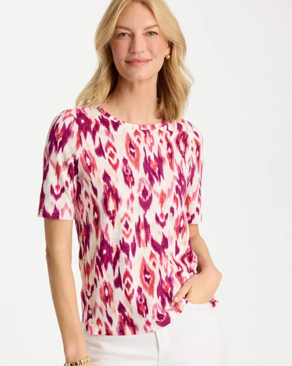 Printed Cotton Slub Scoop Neck Tee
