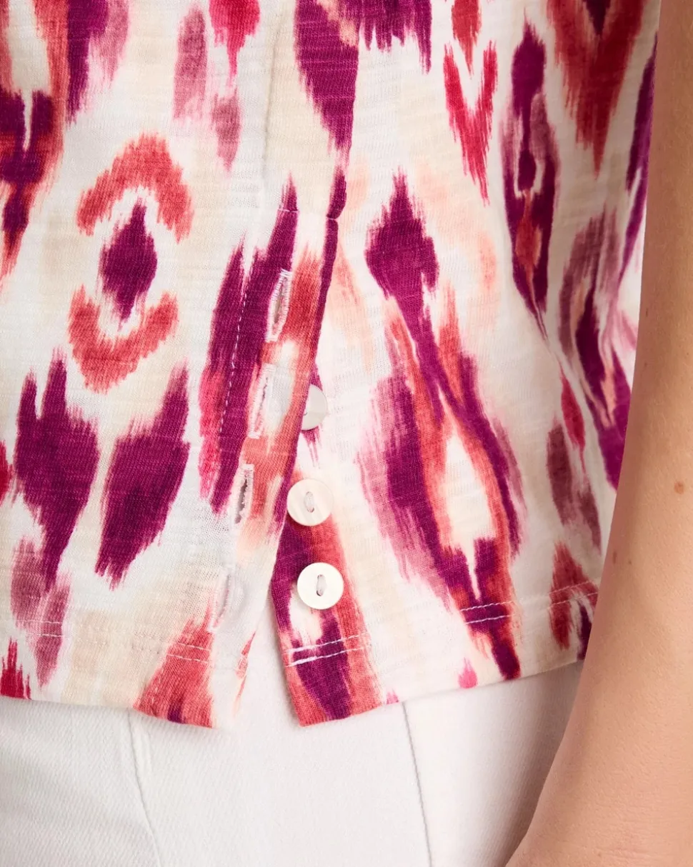 Printed Cotton Slub Scoop Neck Tee