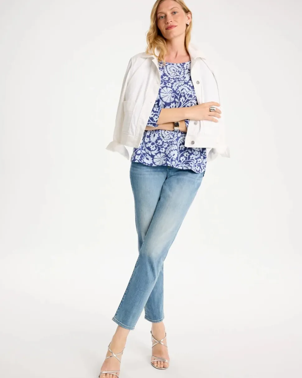 Printed Cotton Slub 3/4 Sleeve Tee