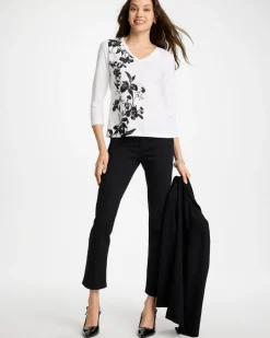 Printed Cotton Stretch 3/4 Sleeve Tee