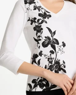 Printed Cotton Stretch 3/4 Sleeve Tee