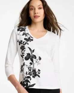 Printed Cotton Stretch 3/4 Sleeve Tee