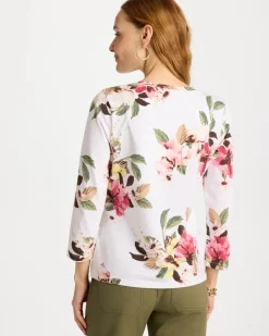 Printed Cotton Stretch 3/4 Sleeve Tee