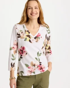 Printed Cotton Stretch 3/4 Sleeve Tee