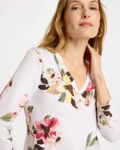 Printed Cotton Stretch 3/4 Sleeve Tee
