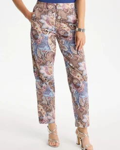 Printed Cotton Twill Barrel Pants