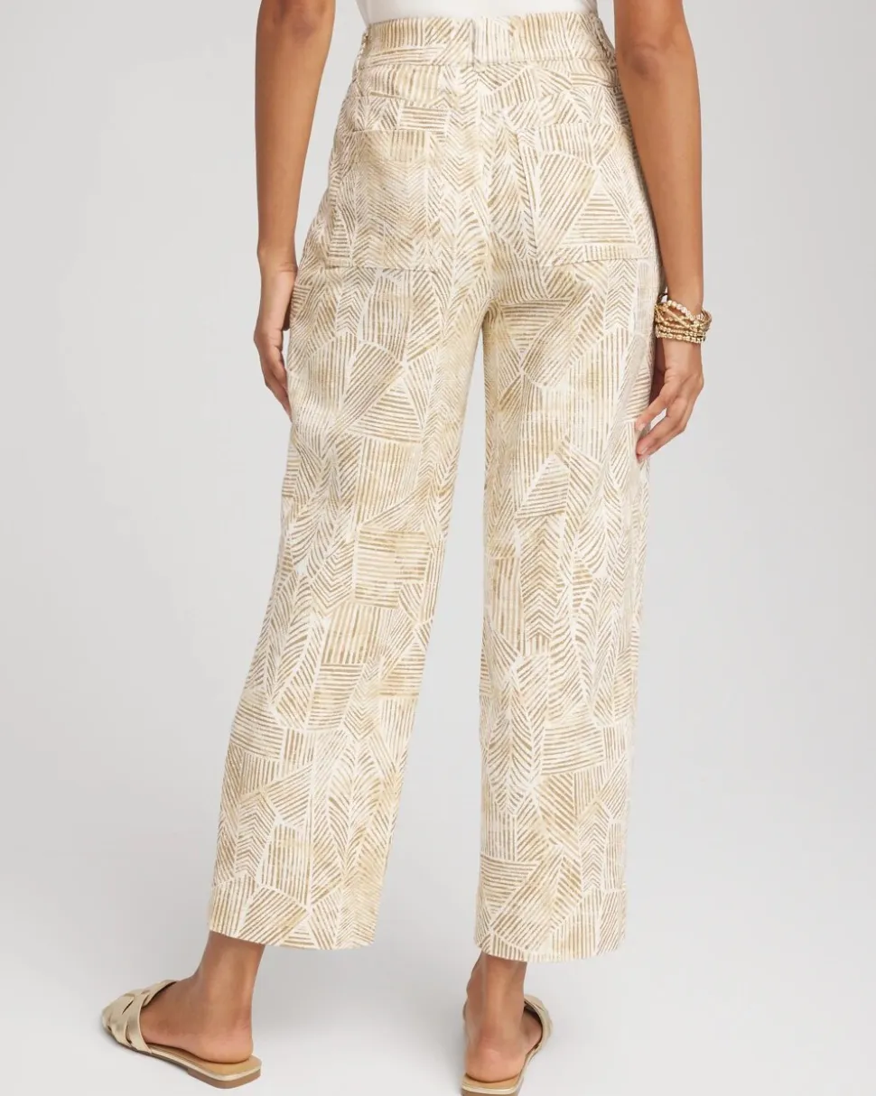 Printed Cropped Straight-Leg Pants