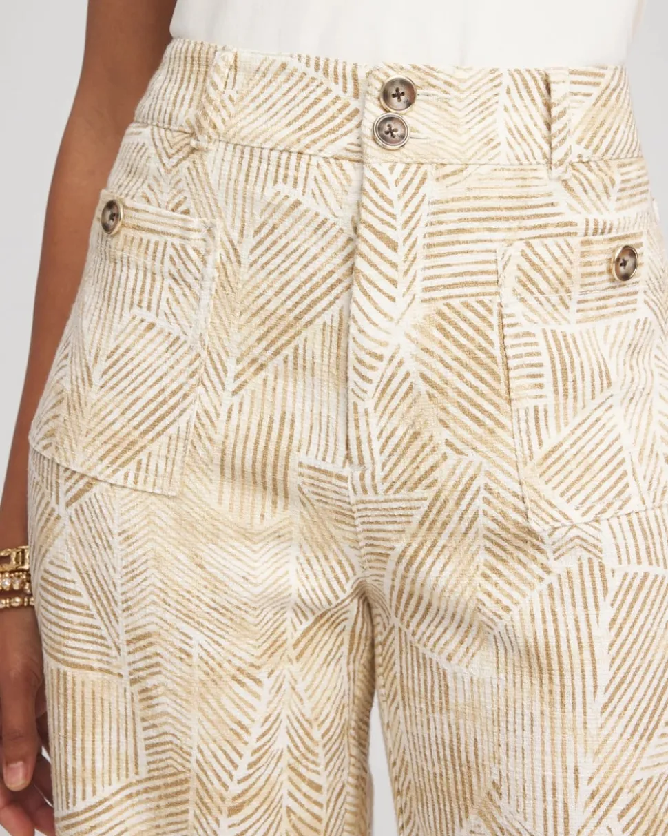 Printed Cropped Straight-Leg Pants