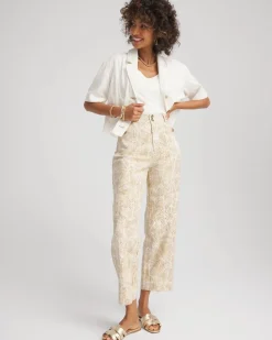 Printed Cropped Straight-Leg Pants
