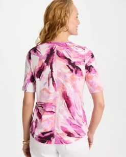 Printed Double V-Neck Slub Rib Tee
