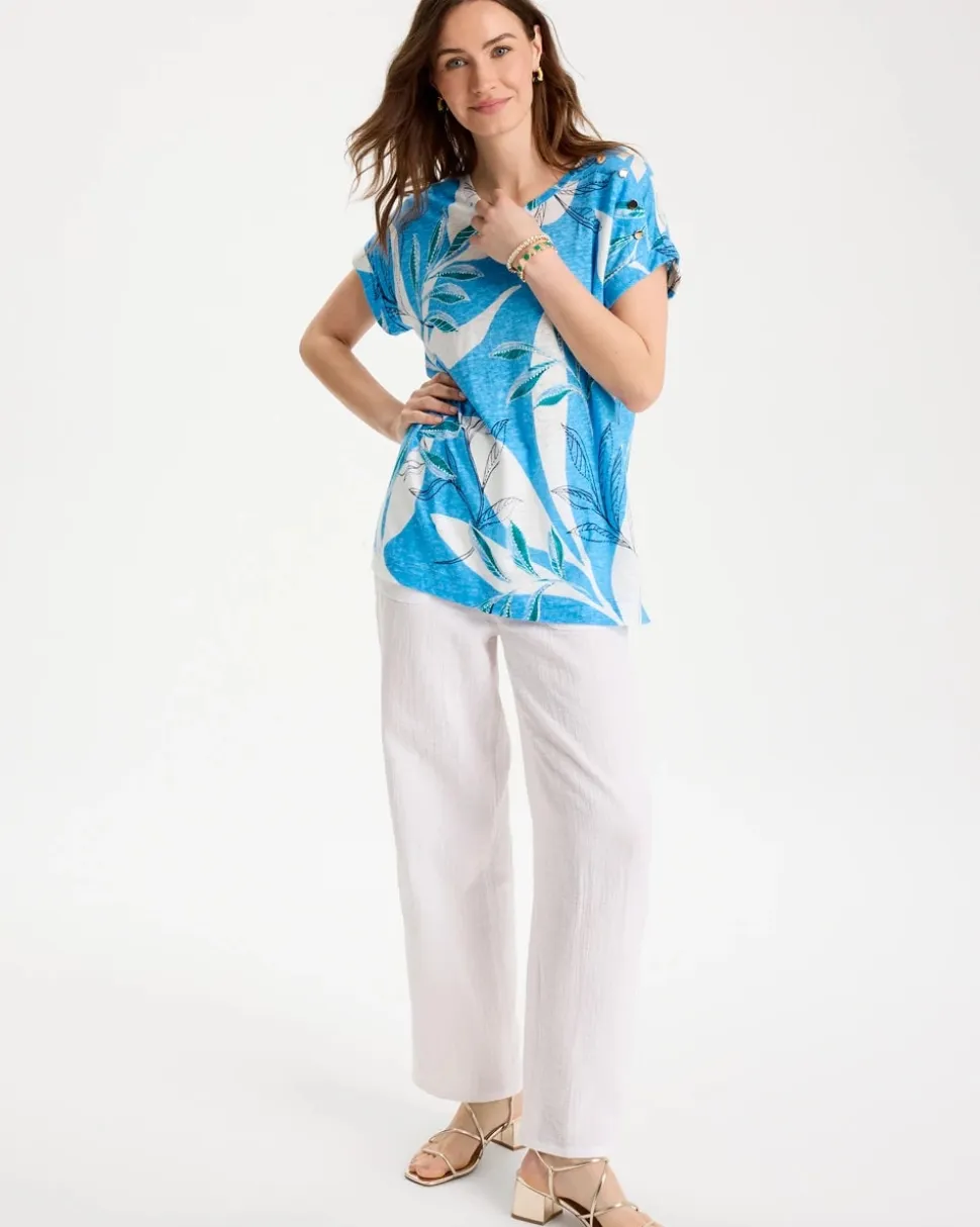 Printed Linen Button Tunic