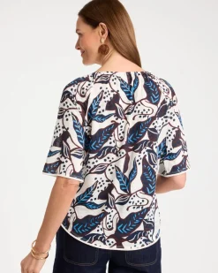 Printed Linen Fringed Tee
