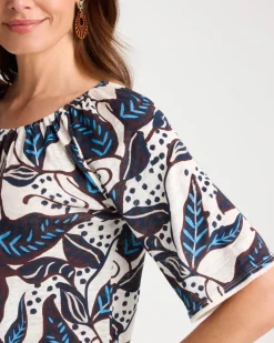 Printed Linen Fringed Tee
