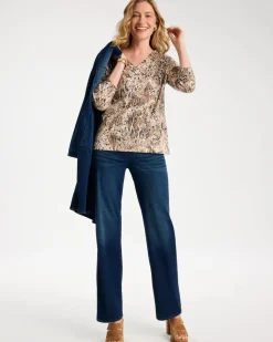 Printed Pima Cotton 3/4 Sleeve Tee
