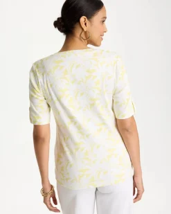 Printed Pima Elbow-Sleeve Tee