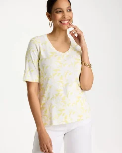 Printed Pima Elbow-Sleeve Tee