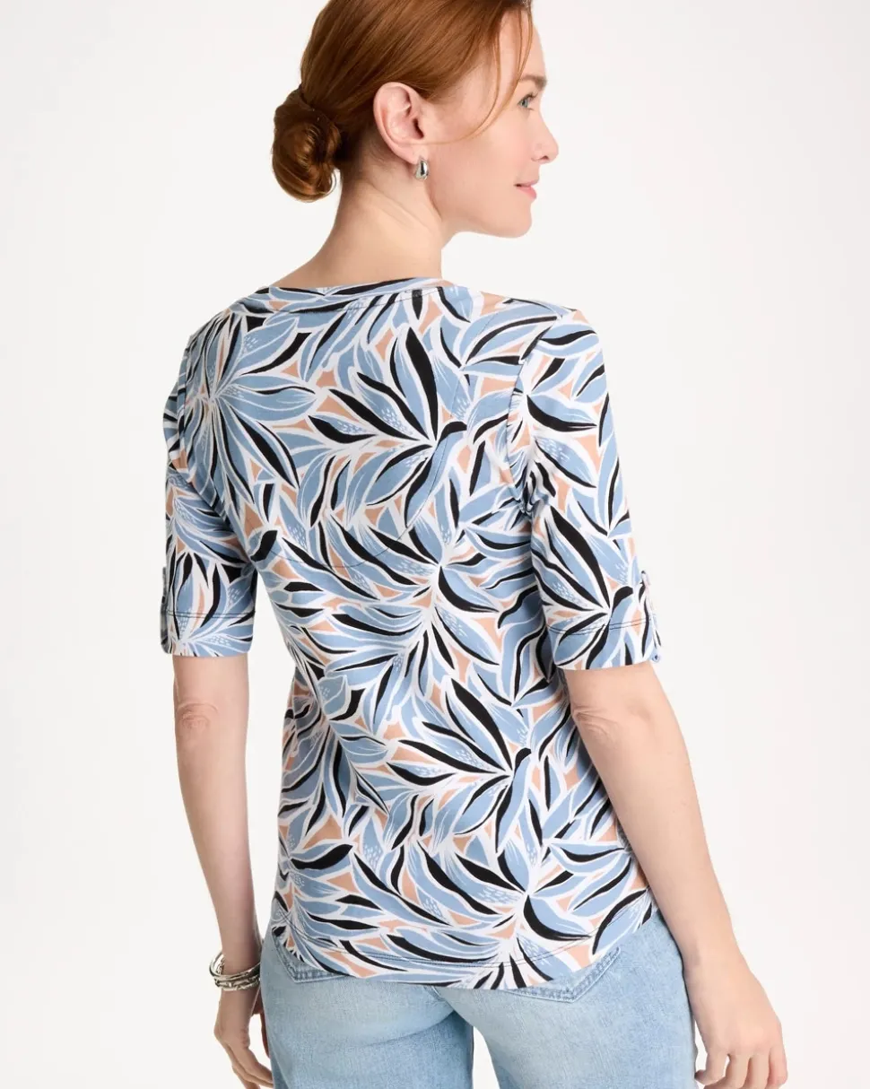 Printed Pima Elbow-Sleeve Tee