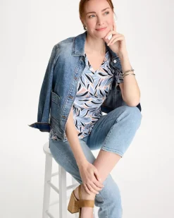 Printed Pima Elbow-Sleeve Tee