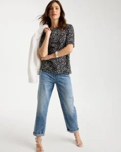 Printed Pima Elbow Sleeve Tee