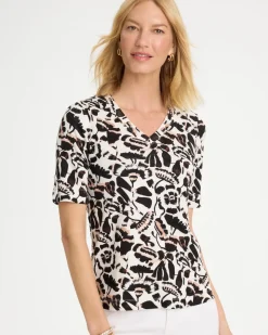 Printed Pima V-Neck Tee